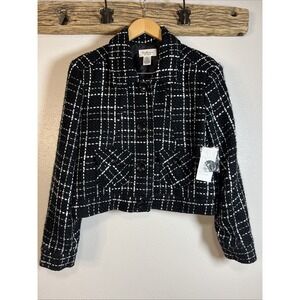 New Katherine New York Cropped Tweed Jacket Size XL